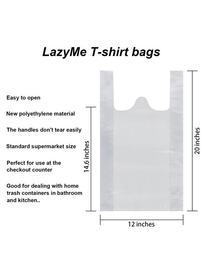 LazyMe LazyMe T Shirt Bags, Silver Plastic Bags with Handles Bulk, Bolsas De Plastico Para Negocio, Grocery Bags Retail Shopping Bags Merchandise Bags for Supermarket Restaurant, 12x20inch (200pcs) - Image 2