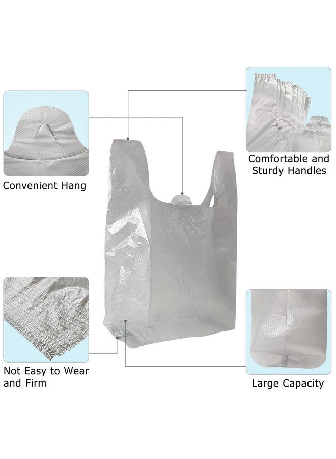 LazyMe LazyMe T Shirt Bags, Silver Plastic Bags with Handles Bulk, Bolsas De Plastico Para Negocio, Grocery Bags Retail Shopping Bags Merchandise Bags for Supermarket Restaurant, 12x20inch (200pcs) - Image 3