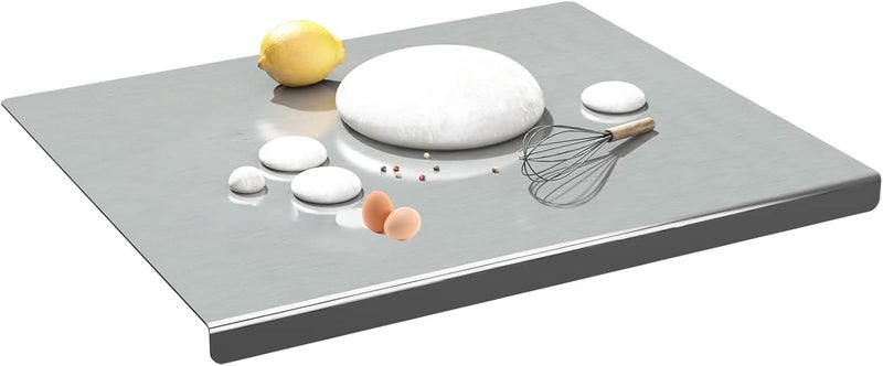 SPITZE 304 Large Stainless Steel Countertop Chopping Board (42x30cm)| Large SS Chopping Board for Home Kitchen for Cutting Kneading and Dough Making with FREE 30x20 cm Chopping Board - Image 2