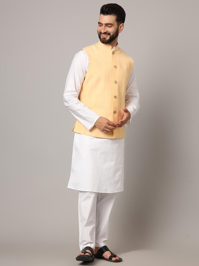LATEST CHIKAN Men's Nehru Jacket/Waistcoat Sophisticated Ethnic Wear - SARRI-LJ-Y-44 - Image 3