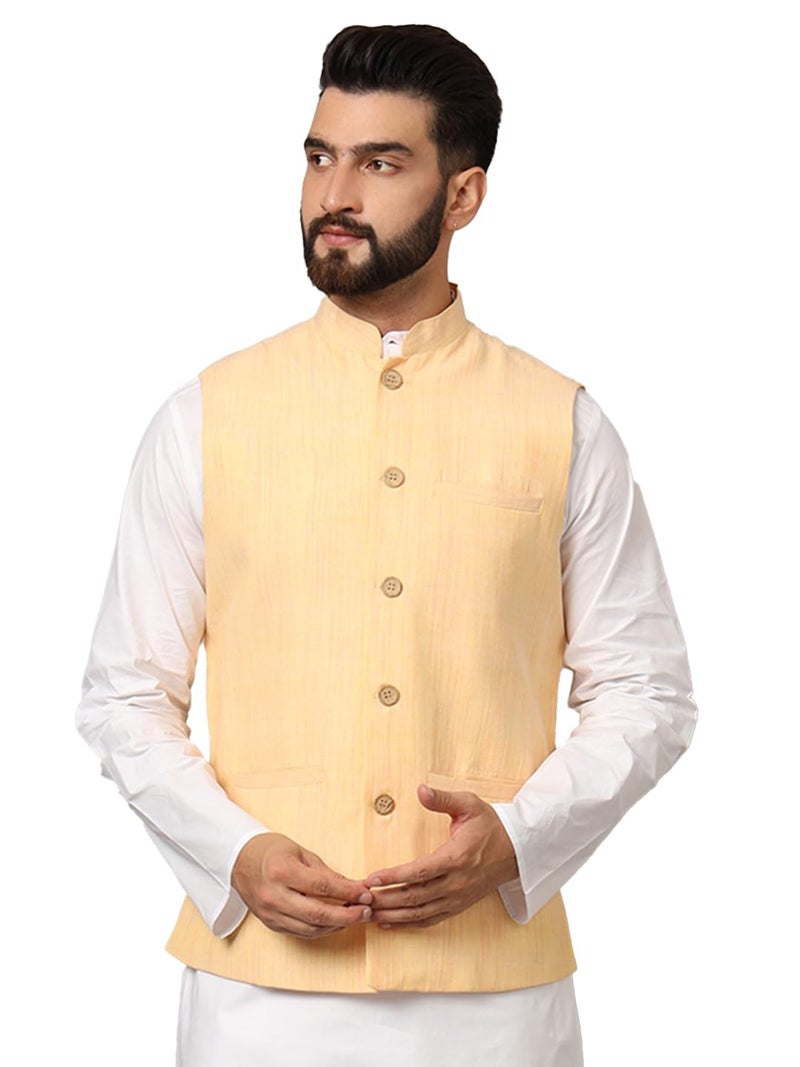 LATEST CHIKAN Men's Nehru Jacket/Waistcoat Sophisticated Ethnic Wear - SARRI-LJ-Y-44 - Image 1