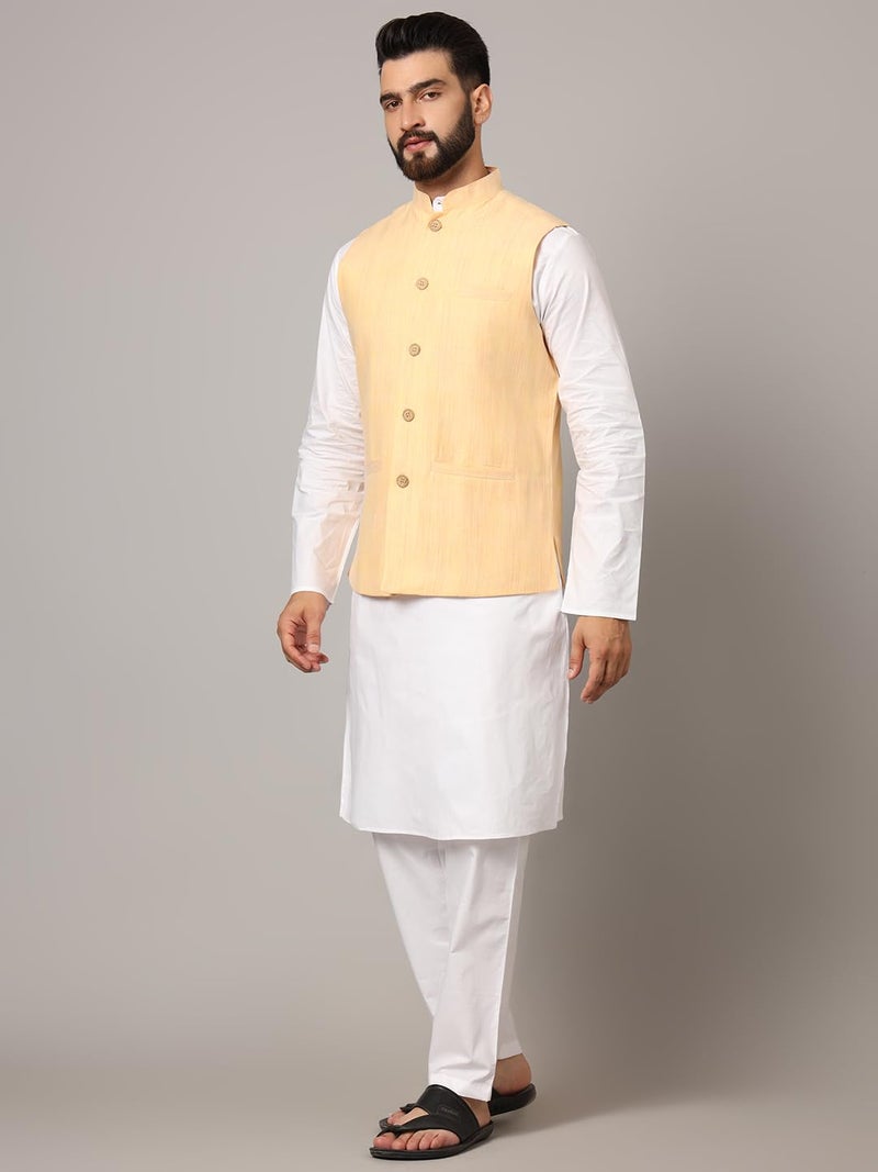 LATEST CHIKAN Men's Nehru Jacket/Waistcoat Sophisticated Ethnic Wear - SARRI-LJ-Y-44 - Image 4