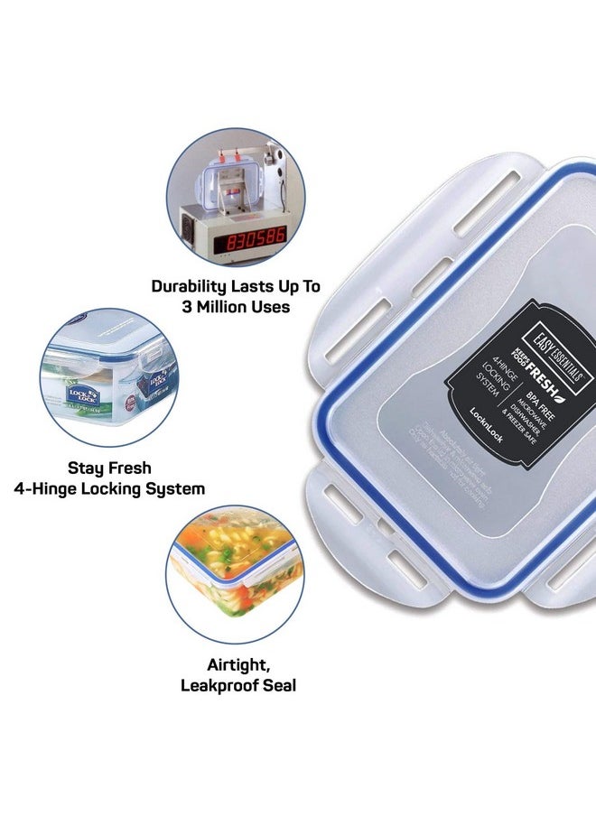 LOCK & LOCK Lock & Lock Classics Rectangular Plastic Airtight Food Storage Containers with Leak Proof Lid, 1.6 Liter, Set of 2, Transparent (HPL824 x 2)  - Image 3