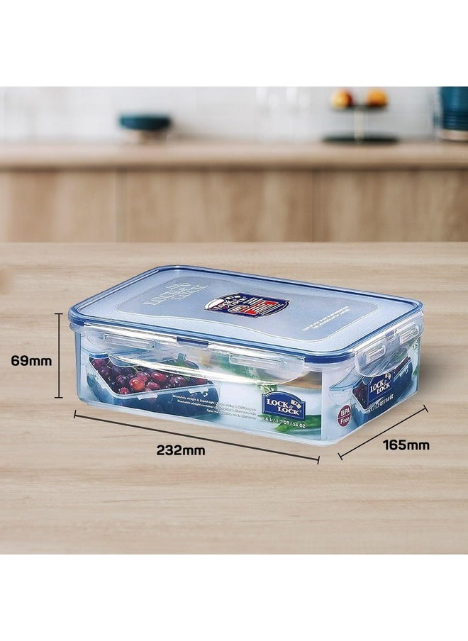 LOCK & LOCK Lock & Lock Classics Rectangular Plastic Airtight Food Storage Containers with Leak Proof Lid, 1.6 Liter, Set of 2, Transparent (HPL824 x 2)  - Image 2