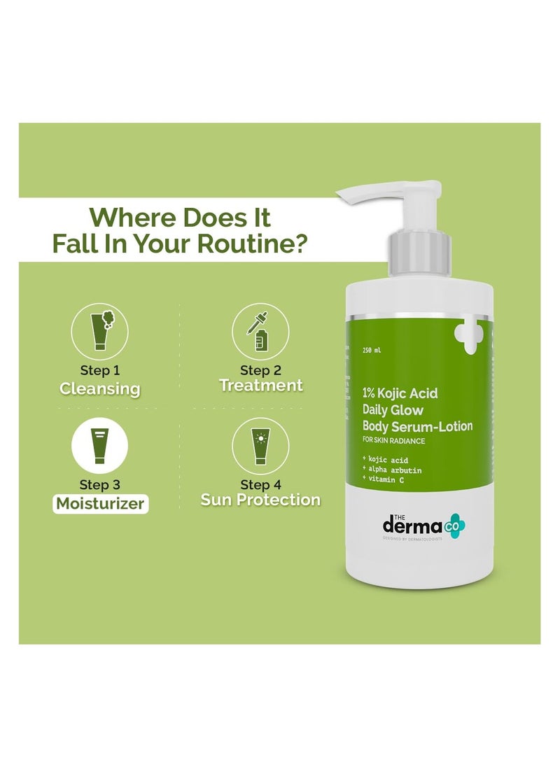 THE derma Co - The Derma Co 1% Kojic Acid Daily Glow Body Serum Lotion For Skin Radiance - 250ml - Image 1
