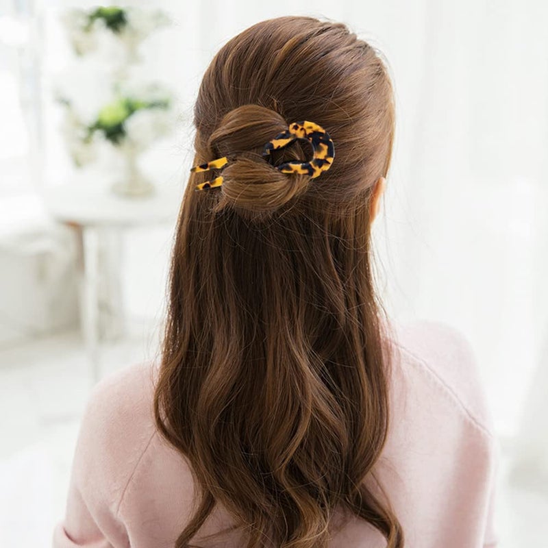 Fsmiling French Hair Pins Tortoise Shell French Hair Forks U Shaped French Pins 2 Prong Hair Sticks Acetate Chignon Pin for Women Hairstyle Accessories 2 Pack - Image 5