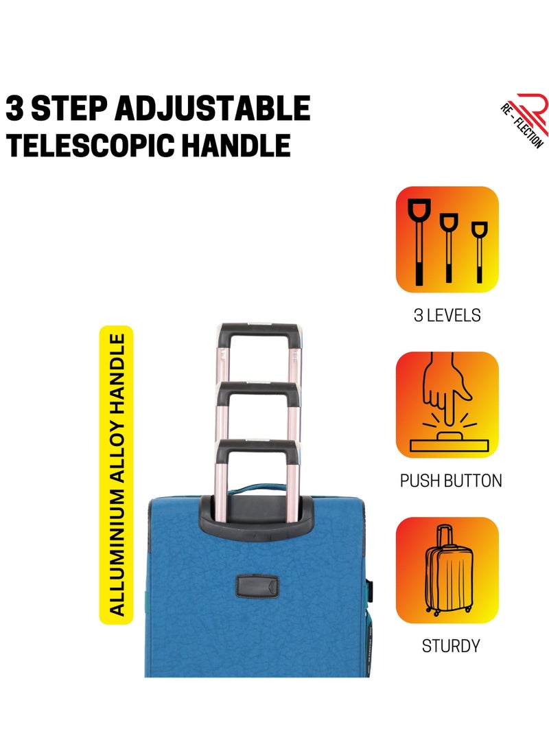 Reflection 24 Inch Crinkle Carry-on Suitcase Lightweight Vertical Series Travel Soft Luggage Trolley with 84L Storage Capacity and 4 Spinner Wheels Blue - Image 4