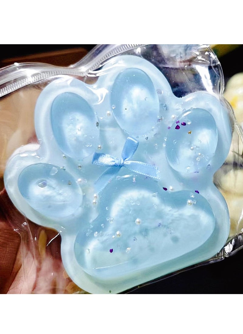 Tapa Giant Paw Squishy Toy for Kids and Adults by Tetata, Big Furry Cat Paw Design Stress Relief Toys, Super Elastic Squeeze Stress Relief Toys (Clear and Blue)