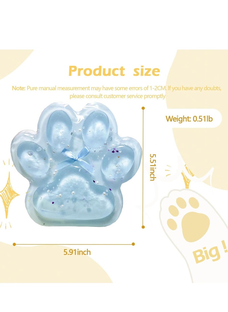 Tapa Giant Paw Squishy Toy for Kids and Adults by Tetata, Big Furry Cat Paw Design Stress Relief Toys, Super Elastic Squeeze Stress Relief Toys (Clear and Blue)