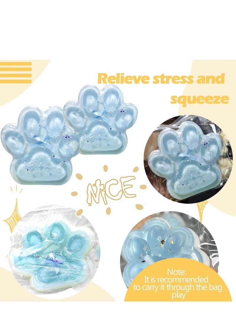 Tapa Giant Paw Squishy Toy for Kids and Adults by Tetata, Big Furry Cat Paw Design Stress Relief Toys, Super Elastic Squeeze Stress Relief Toys (Clear and Blue)