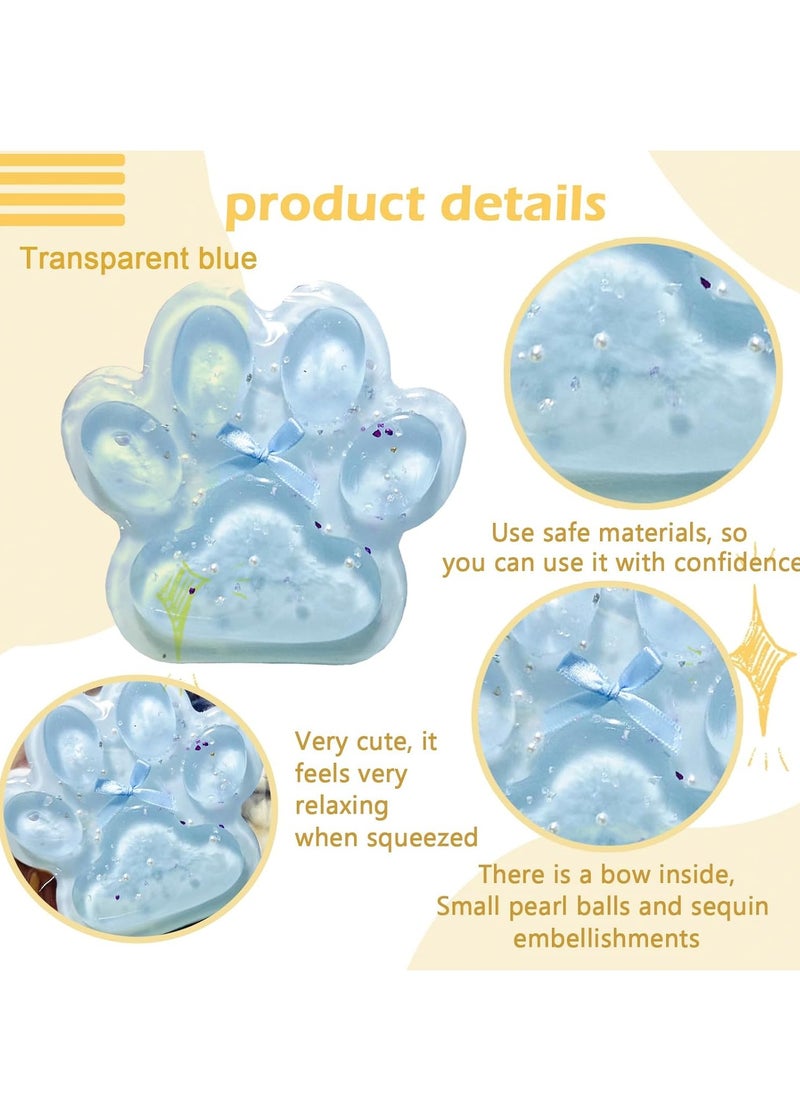 Tapa Giant Paw Squishy Toy for Kids and Adults by Tetata, Big Furry Cat Paw Design Stress Relief Toys, Super Elastic Squeeze Stress Relief Toys (Clear and Blue)