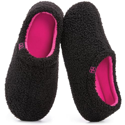 HomeTop Women's Fuzzy Curly Fur Memory Foam Loafer Slippers Bedroom House Shoes with Polar Fleece Lining for Valentine's Day (7-8 US,Astral Rose) - Image 1