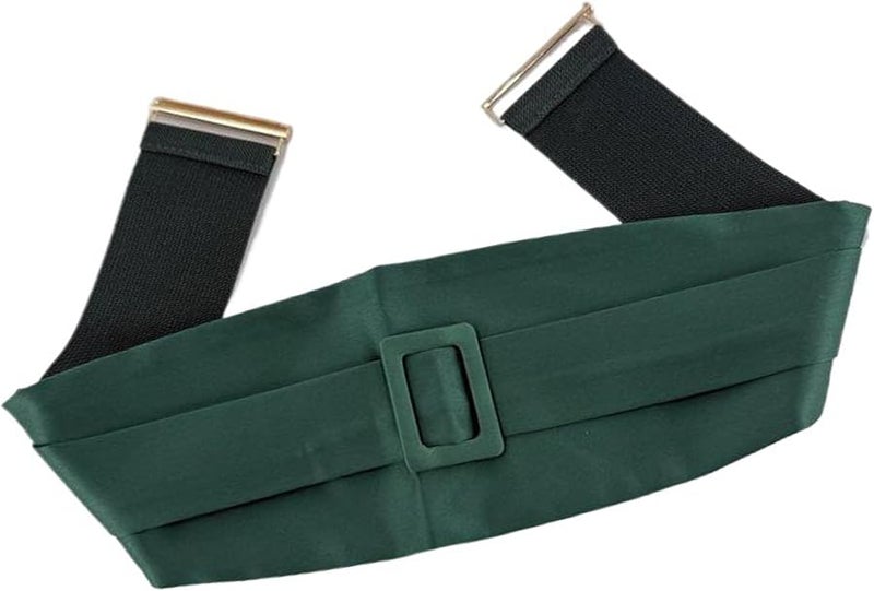 Green Adjustable Double Layer Waist Belt For Dresses Wide Cincher With Decorative Buckle - Image 2