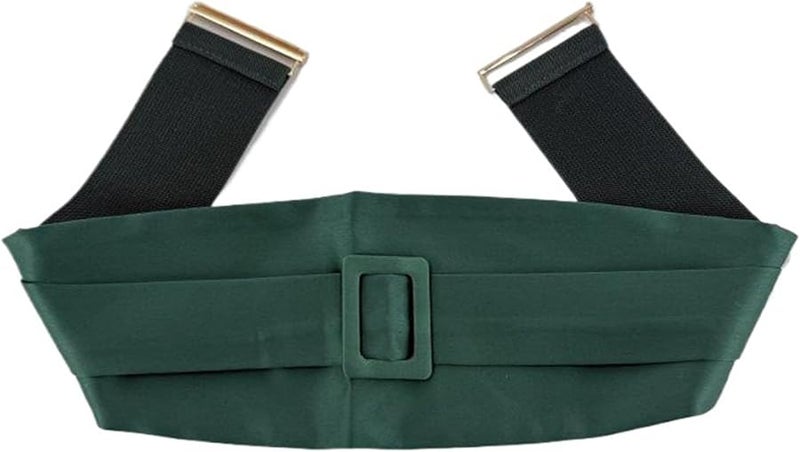Green Adjustable Double Layer Waist Belt For Dresses Wide Cincher With Decorative Buckle - Image 5