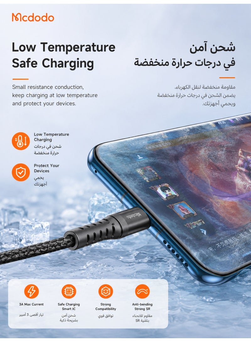 Mcdodo USB-A to USB-C Cable 3m Fast Charging – Long Type-C Charger Cable Data Sync Cord for Android Phones, Samsung Galaxy, Power Bank, Tablet – Black - Image 4