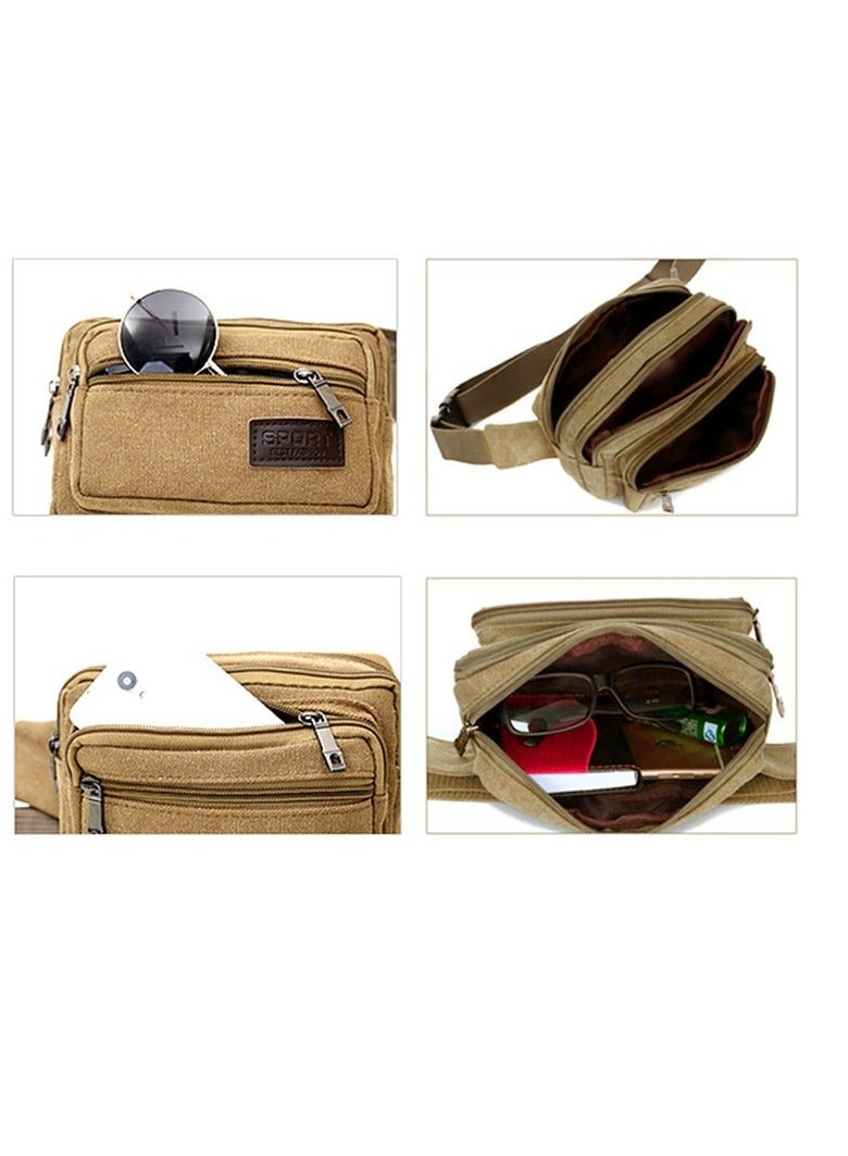Waist Bag, Multifunctional Men Waist Pack, Durable And Tear Resistant Multifunctional Travel Bag, Multi Pockets Waterproof Outdoor Sports Waist Bag, (Pack Of 3pcs, Brown) - Image 4