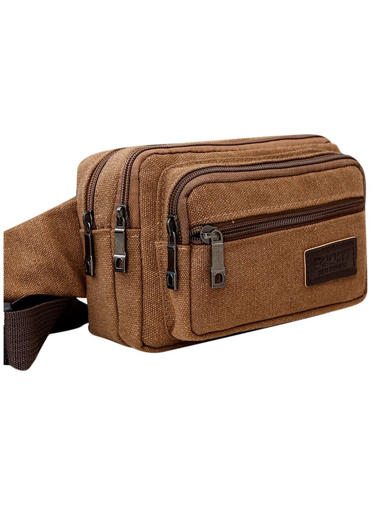 Waist Bag, Multifunctional Men Waist Pack, Durable And Tear Resistant Multifunctional Travel Bag, Multi Pockets Waterproof Outdoor Sports Waist Bag, (Pack Of 3pcs, Brown) - Image 1