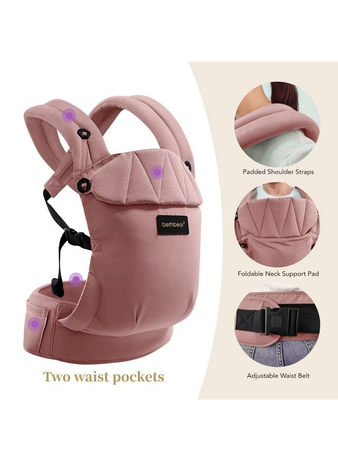 BethBear Baby Carrier for Newborn to Toddler 7-45 lbs with Natural Material, Ergonomic Design,Versatile and Adjustable,Hands Free for Moms&Dads,Pink - Image 2