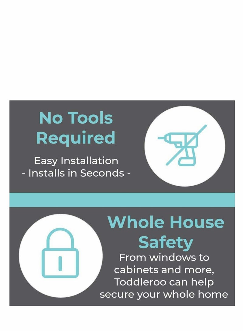 Zikra قفل نافذة الباب المنزلقة تأمين آمن للنوافذ والأبواب المنزلقة بدون أدوات مطلوبة يعمل على الزجاج أو الخشب أقفال أمان للأطفال تركيب سهل للخزائن والأدراج المزيد (2 عبوة، أبيض) - Image 3