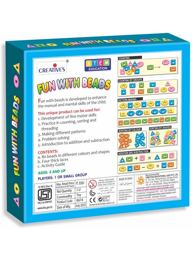 Creative's Creative’s Fun with Beads| Development of fine Motor Skills| Practice in Counting, Sorting & Threading| Learning Addition & Subtraction for Kids| Shorting by Colour & Shapes for Kids| Ages 3 & Up  - Image 3