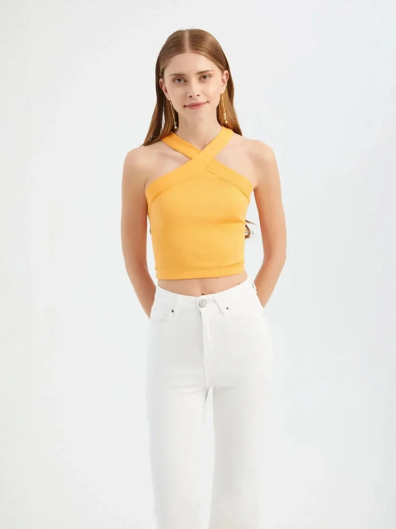 HICCUP Halter Neck Cross Front Crop top