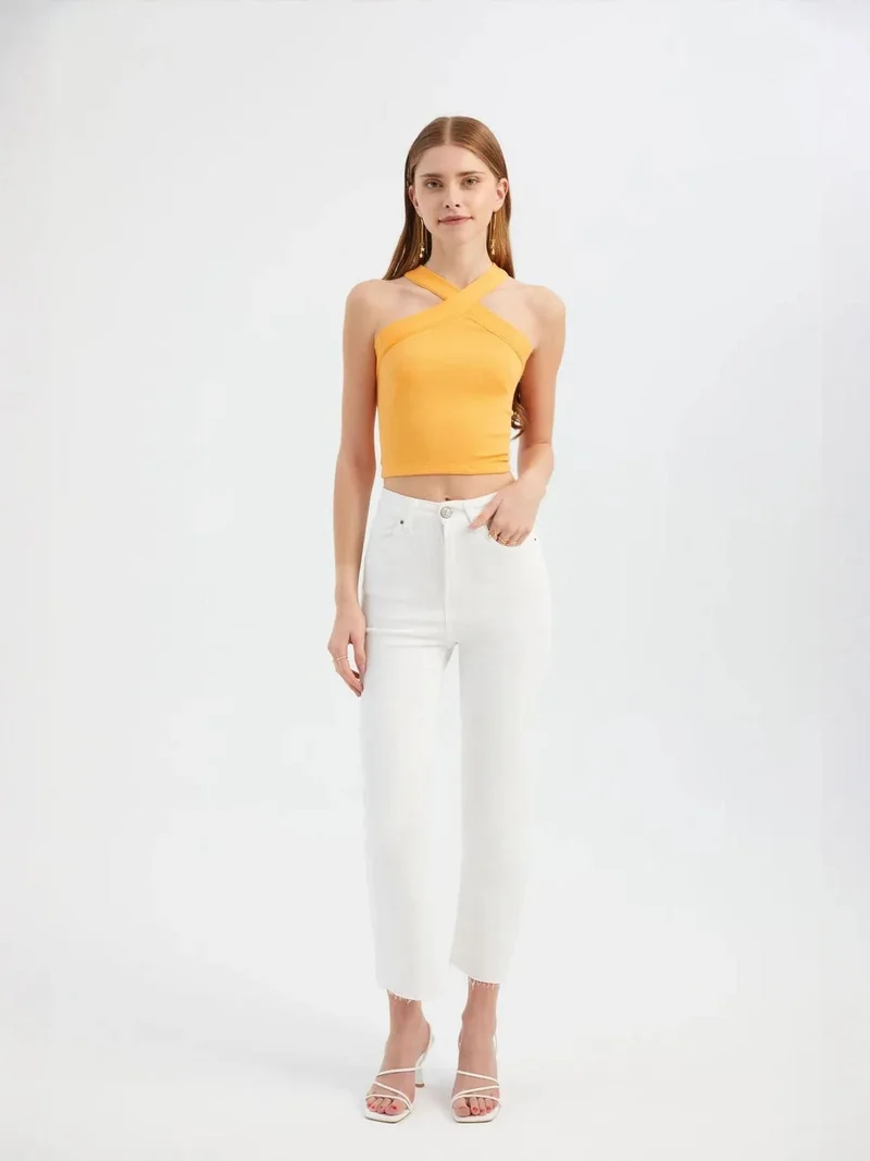 HICCUP Halter Neck Cross Front Crop top