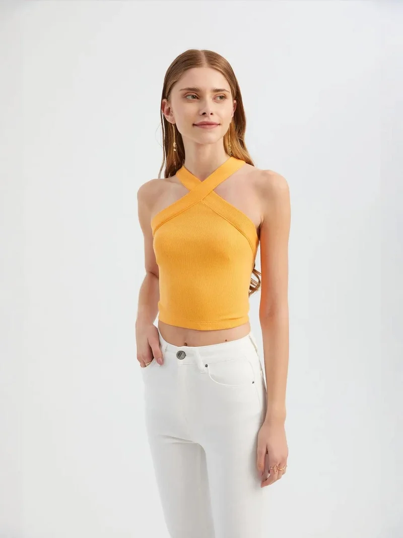 HICCUP Halter Neck Cross Front Crop top