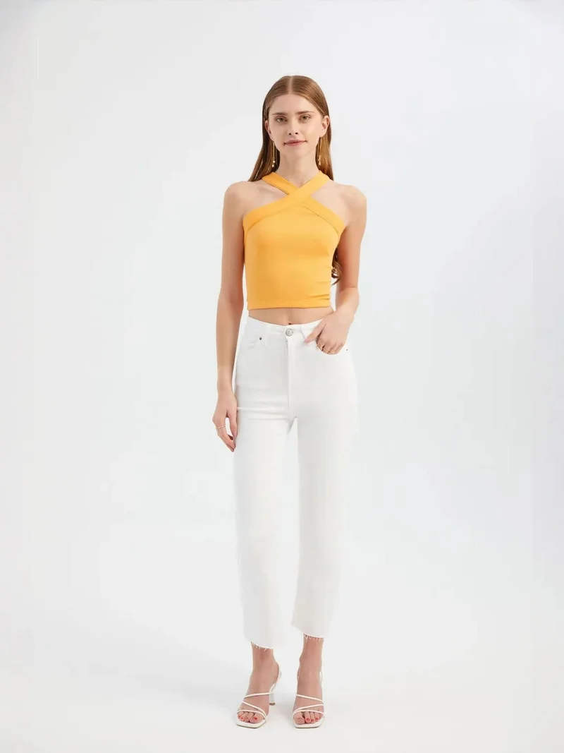 HICCUP Halter Neck Cross Front Crop top