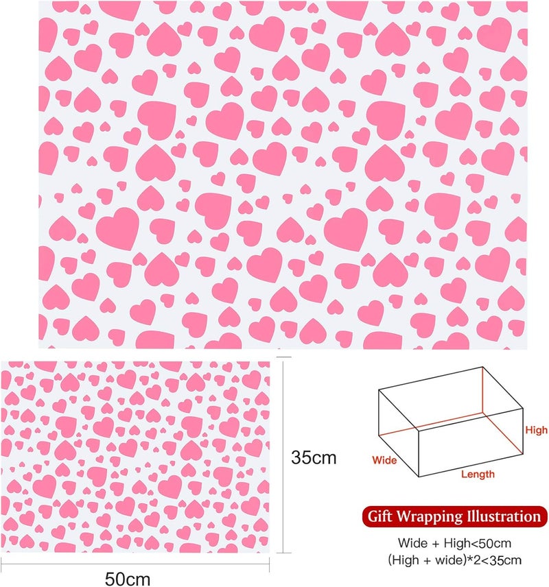PLULON 60 Sheets Valentine Day Tissue Paper for Gift Bags, Heart Tissue Paper Bulk Wrapping Paper for Valentine's Day, Wedding, DIY Crafts Gift Decor, Wrapping Accessory, Gift Wrapping Tissue Paper - Image 2