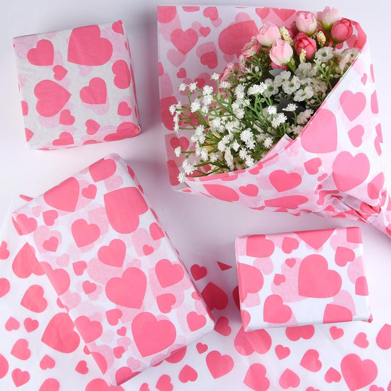 PLULON 60 Sheets Valentine Day Tissue Paper for Gift Bags, Heart Tissue Paper Bulk Wrapping Paper for Valentine's Day, Wedding, DIY Crafts Gift Decor, Wrapping Accessory, Gift Wrapping Tissue Paper - Image 4