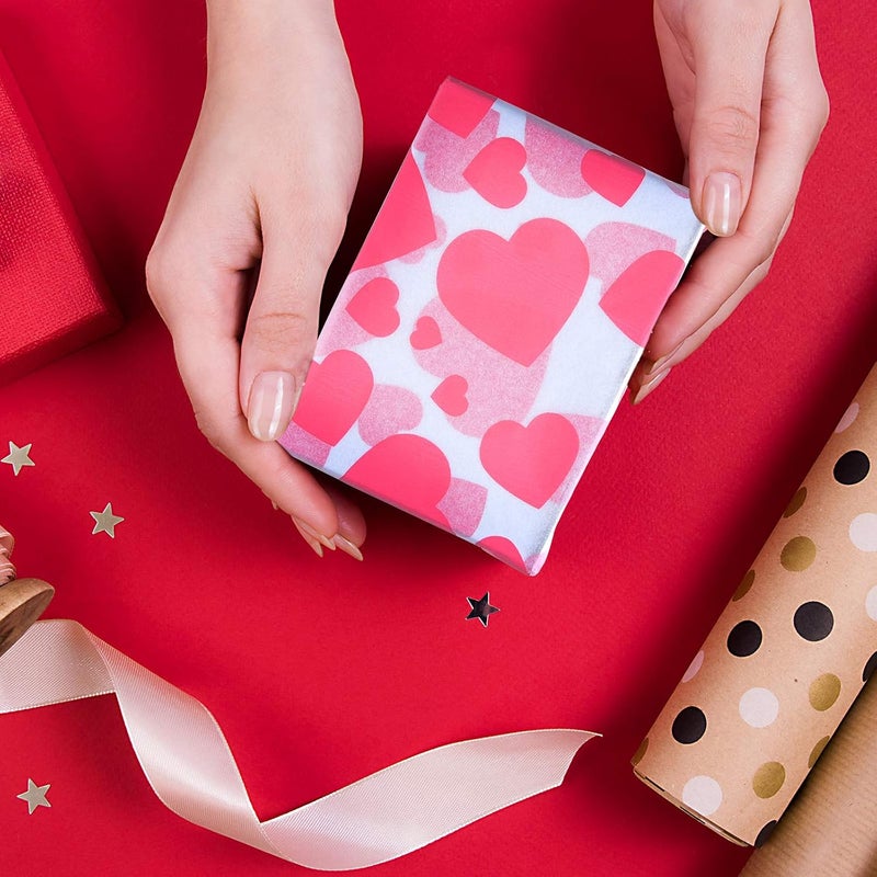 PLULON 60 Sheets Valentine Day Tissue Paper for Gift Bags, Heart Tissue Paper Bulk Wrapping Paper for Valentine's Day, Wedding, DIY Crafts Gift Decor, Wrapping Accessory, Gift Wrapping Tissue Paper - Image 3