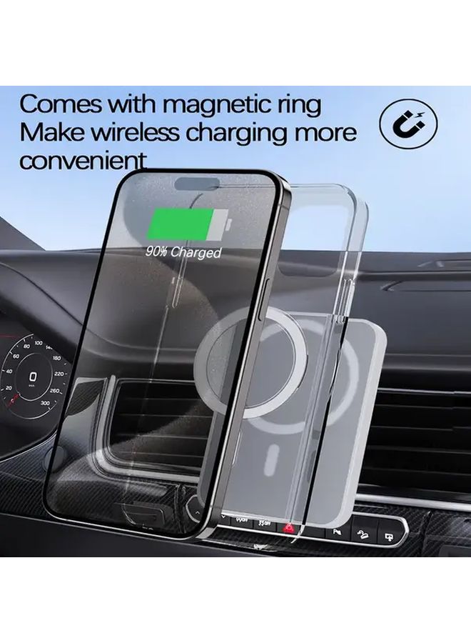 Black 15W Fast Magnetic Wireless Car Charger Adjustable Phone Holder USB Type C - Image 4