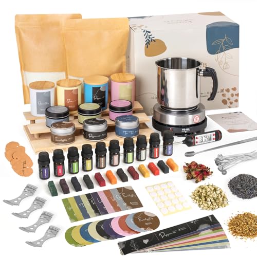 SAEUYVB Candle Making Kit - DIY Starter Soy Candle Making Supplies with Wax Melter, Including Soy Wax, 10 Candle Jars, 10 Pleasant Scents, Color Dyes & More，Perfect Candle Making Kit for Adults - Image 1
