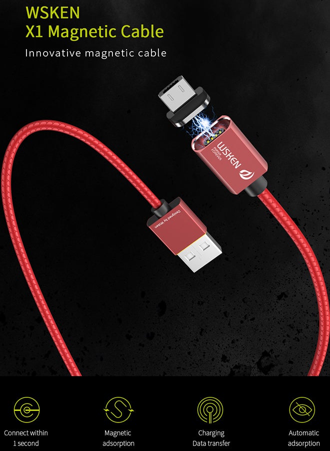 wsken 3-In-1 Micro USB Type C Lightning Data Sync And Charging Cable Red - Image 2