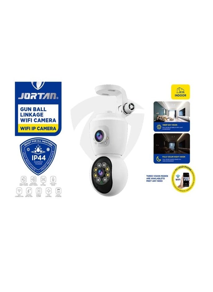 JORTAN - Jortan 4MP Indoor Dual Lens Wi-Fi Security Camera, Full Color Night Vision, 2 way Talking, Motion Detection, Motion Tracking, HD Picture, Security Alarm, PTZ Control, 24/7 Surveillance Camera - Image 1