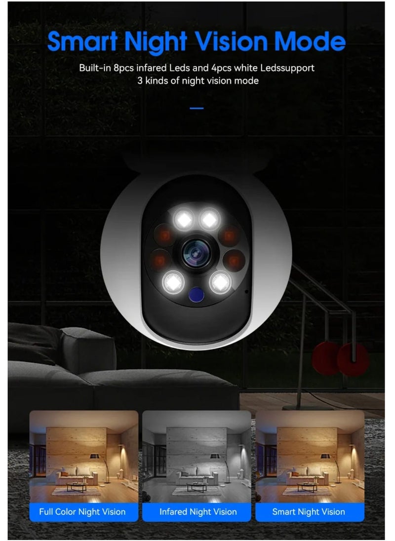JORTAN - Jortan 4MP Indoor Dual Lens Wi-Fi Security Camera, Full Color Night Vision, 2 way Talking, Motion Detection, Motion Tracking, HD Picture, Security Alarm, PTZ Control, 24/7 Surveillance Camera - Image 1
