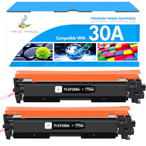 TRUE IMAGE CF230A 30A Black Toner Cartridge Compatible Replacement for HP 30A CF230A 30X CF230X M227fdw for HP LaserJet Pro MFP M203dw M227fdn M203dn M227sdn M203d M227 M203 Series Printer (Black, 2-Pack) - Image 1