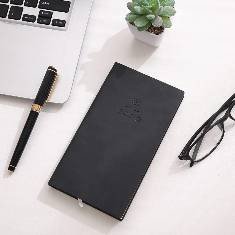 Luckam To Do List Notebook, 2 Pcs 196 Pages Soft Leather Pocket To Do List Notepad Checklist for Daily Plans School Supplies for High School Students Study Schedule Notebook, Black, Grey - Image 4