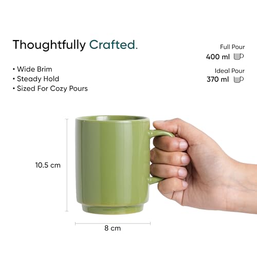 Shay Ceramic Mug, 1 Pc, Olive Green, 300ml | Glossy Finish | Ceramic Coffee Cup | Porcelain | Microwave Safe (Rise Mug - 1Pc - Olive Green) - Image 4