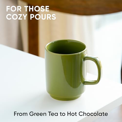 Shay Ceramic Mug, 1 Pc, Olive Green, 300ml | Glossy Finish | Ceramic Coffee Cup | Porcelain | Microwave Safe (Rise Mug - 1Pc - Olive Green) - Image 2