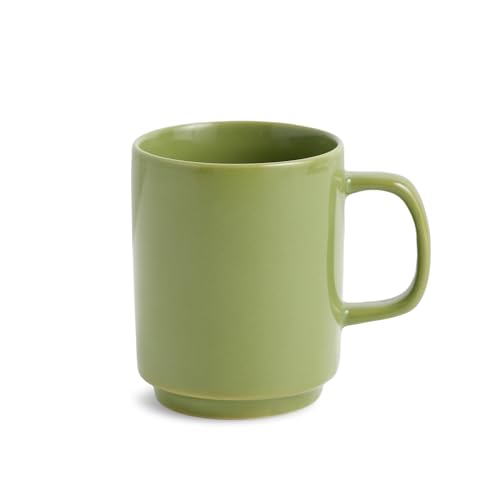 Shay Ceramic Mug, 1 Pc, Olive Green, 300ml | Glossy Finish | Ceramic Coffee Cup | Porcelain | Microwave Safe (Rise Mug - 1Pc - Olive Green) - Image 1