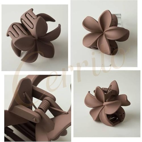 Cerrito 9 Pcs Flower Hair Claw Clips for Women Girls – Large Strong Hold Clamps for Thick Thin Hair, Matte Nonslip, Neutral Floral Claw, Styling Small Hair Accessories, Ponytail Holder, Multicolor - Image 2