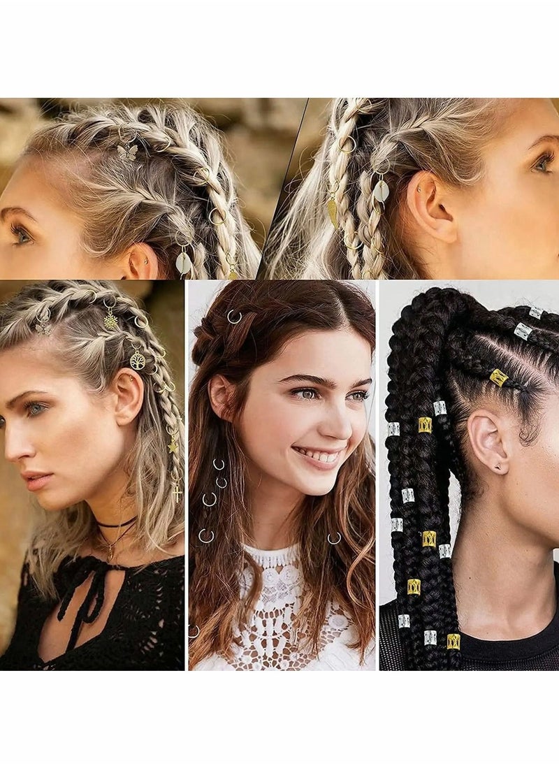 Braiding Hair Rings, Hair Jewelry for Women Braid Hair Clips Pendant Rings,  Aluminum Dreadlocks Beads, Metal Hair Accessory Hair Loops and Cuff Ornaments DIY Hair Accessories, 200 PCS - Image 5