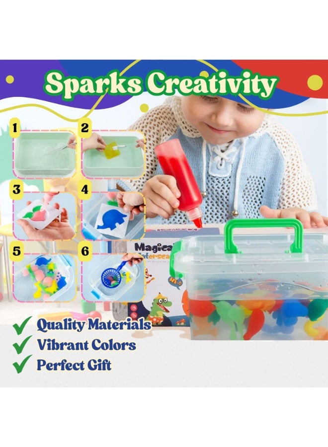 Home Smart Home Smart Magical Waterscape Set for Toddlers 30Pcs DIY Magical Shape kit with Colors, Molds, Bucket, Beads, Brush, Mixers, Fishing net, DIY Eraser and White Powder.  - Image 4
