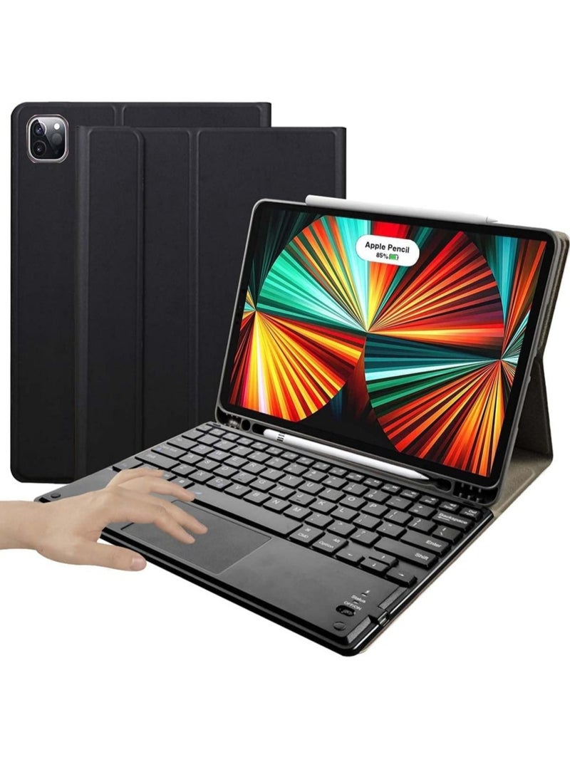 ELTRAZONE iPad Keyboard Case for iPad Apple iPad Pro 11 2018/2020/2021 iPad Cover with Keyboard Built-in Touchpad & Pencil Holder for iPad 11"-Black - Image 1