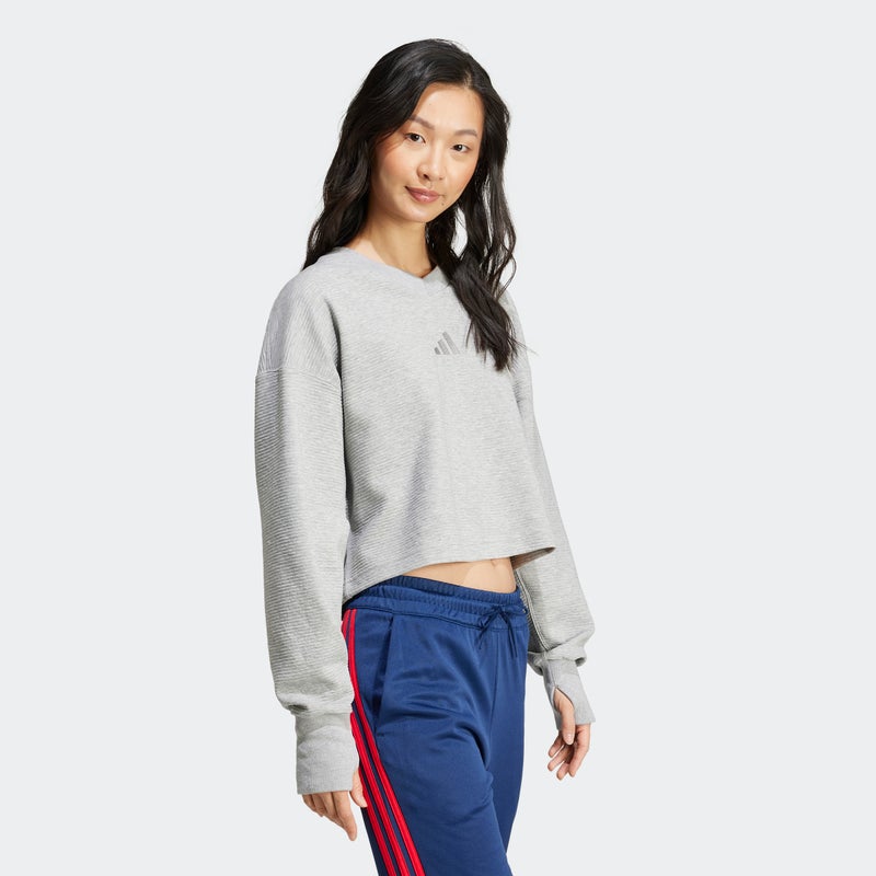Adidas سويت شيرت أديداس بفتحة V مضلعة لجميع المواسم - Image 4