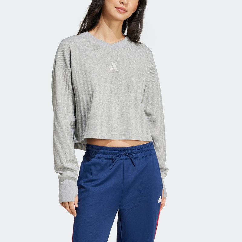 Adidas سويت شيرت أديداس بفتحة V مضلعة لجميع المواسم - Image 1