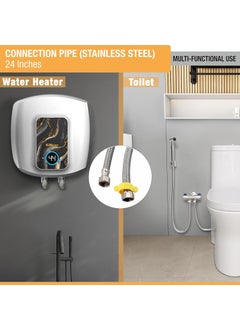 Mist Bath Mist Bath Geyser Pipe Set 24 Inch 304 Grade Stainless Steel Connection Pipe Ideal For Hot Cold Mixer Faucets Basins Sinks Geysers Flush Tanks Set Of 2  - Image 5