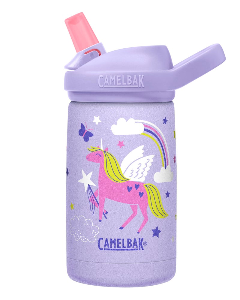 CamelBak Eddy+ Kids Bite Valve Straw Insulated Stainless Steel Water Bottle Magic Unicorns, 12oz - Image 1