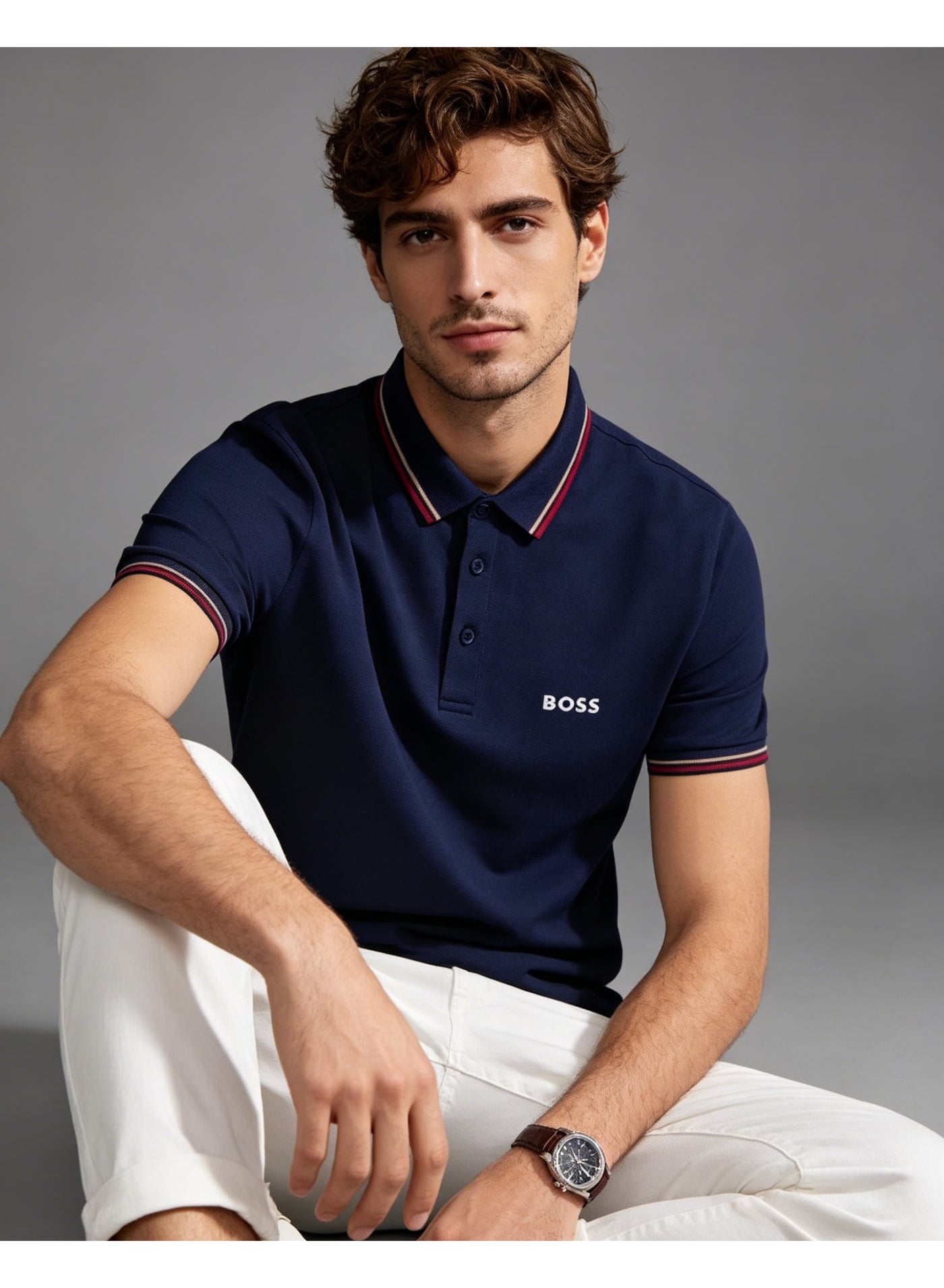 BOSS Men’s Tipped Cotton Polo Shirt